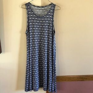 Navy white Loft M sleeveless comfy dress